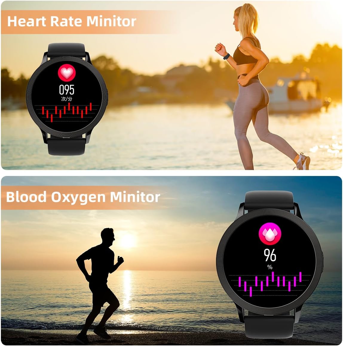 Wapik Smart Watch for Men Women Fitness Tracker with Heart Rate/Sp02/Sleep Monitor (Answer/Make Calls) IP67 Waterproof Smartwatch for iPhone Android Black image 4 of 6 B0DK4WG8TR