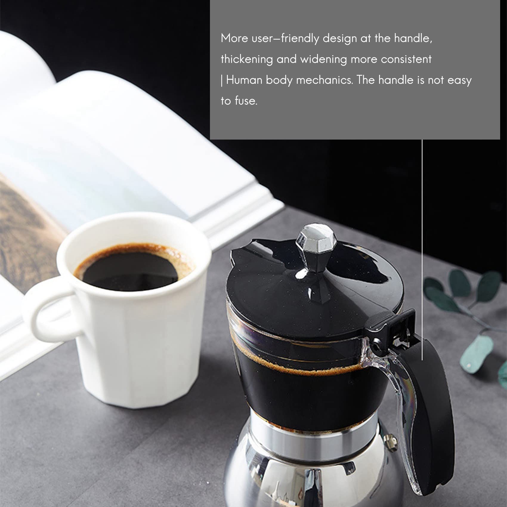 GOSIA 2X Olla Moka, Cafetera Espresso de 4 Tazas en la Estufa, Cafetera Cubana con Percolador, Cafetera Espresso Premium Moka