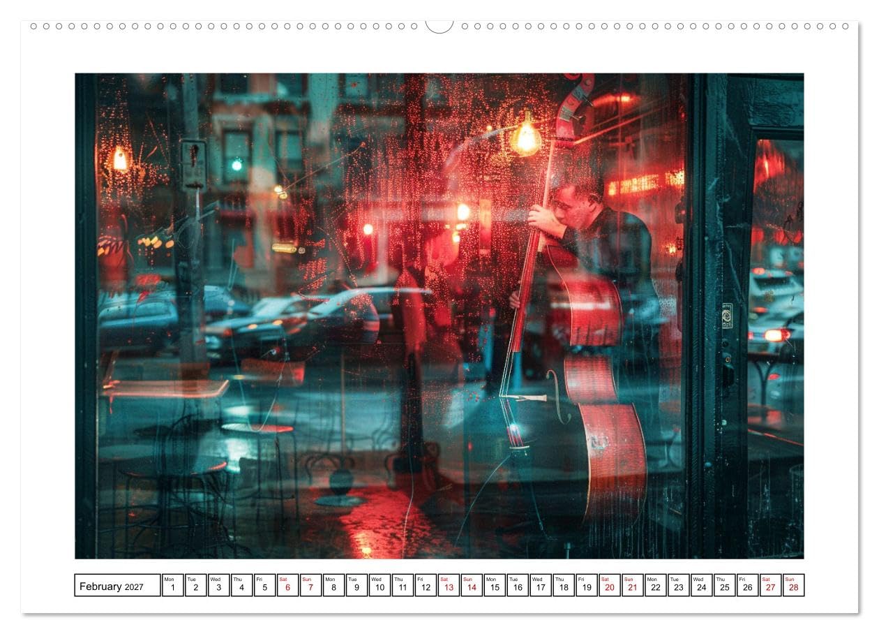 In Jazz Bars at Midnight (High Quality Premium Wall Calendar 2027 DIN A2 landscape),CALVENDO 12 Month Wall Calendar: The city's heartbeat slows in the ... jazz pulses with an unrelenting energy