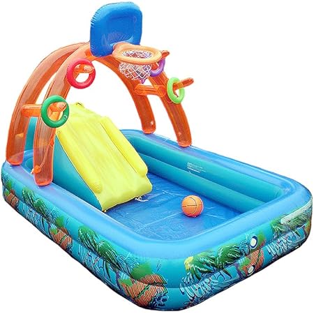 Amazon Co Jp ビニールプール 家庭用 子供用 ボーループール 滑り台付き ポンプ付き おもちゃ