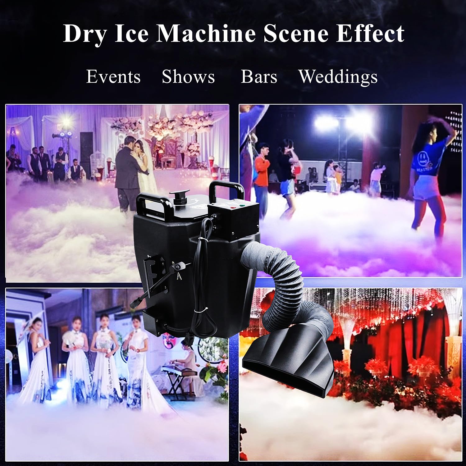Máquina de Humo portátil de Hielo seco, máquina de Humo de Baja Altura, máquina de Humo Profesional, máquina de Humo para escenarios Interiores y Exteriores, Bodas, Fiestas y Clube