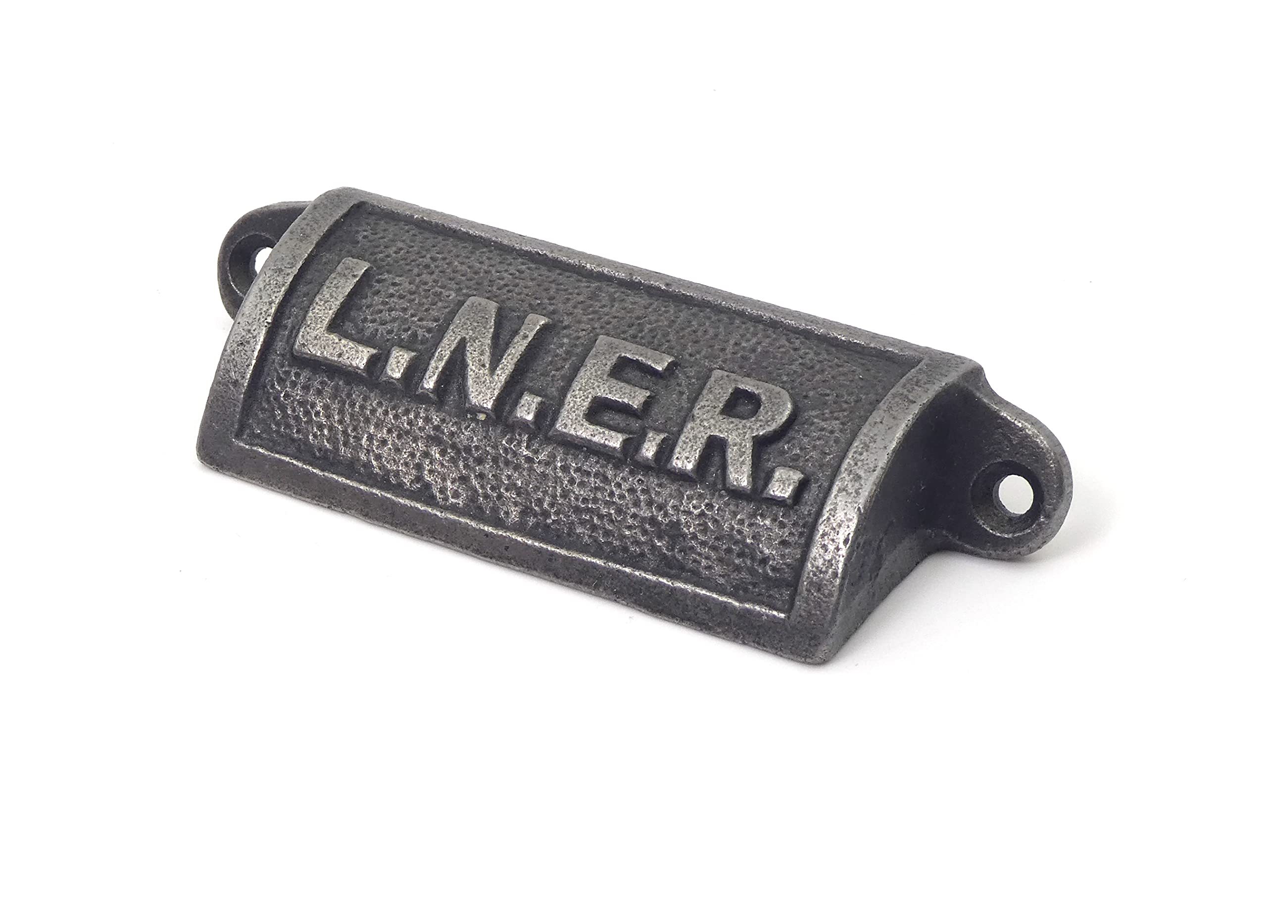 Oakcrafts - Antique Cast Iron Retro LNER Cup Drawer Handles