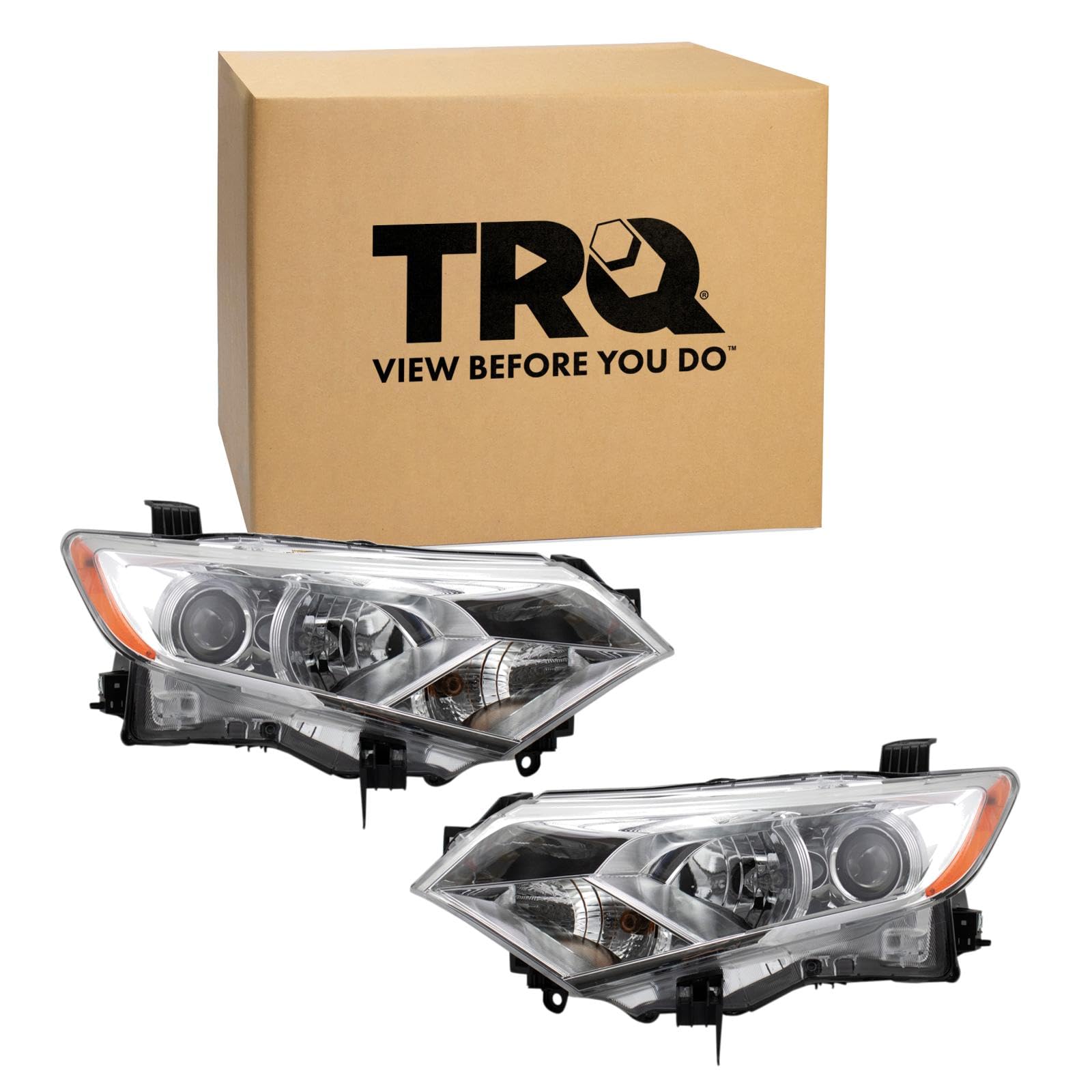 TRQ 2 Piece Headlight Assembly Set Driver &amp; Passenger Side Compatible with Nissan Quest 2012-2017 NI2502229 NI2503229 260101JA0B 260101JR0A 260601JA2D 260601JR0A