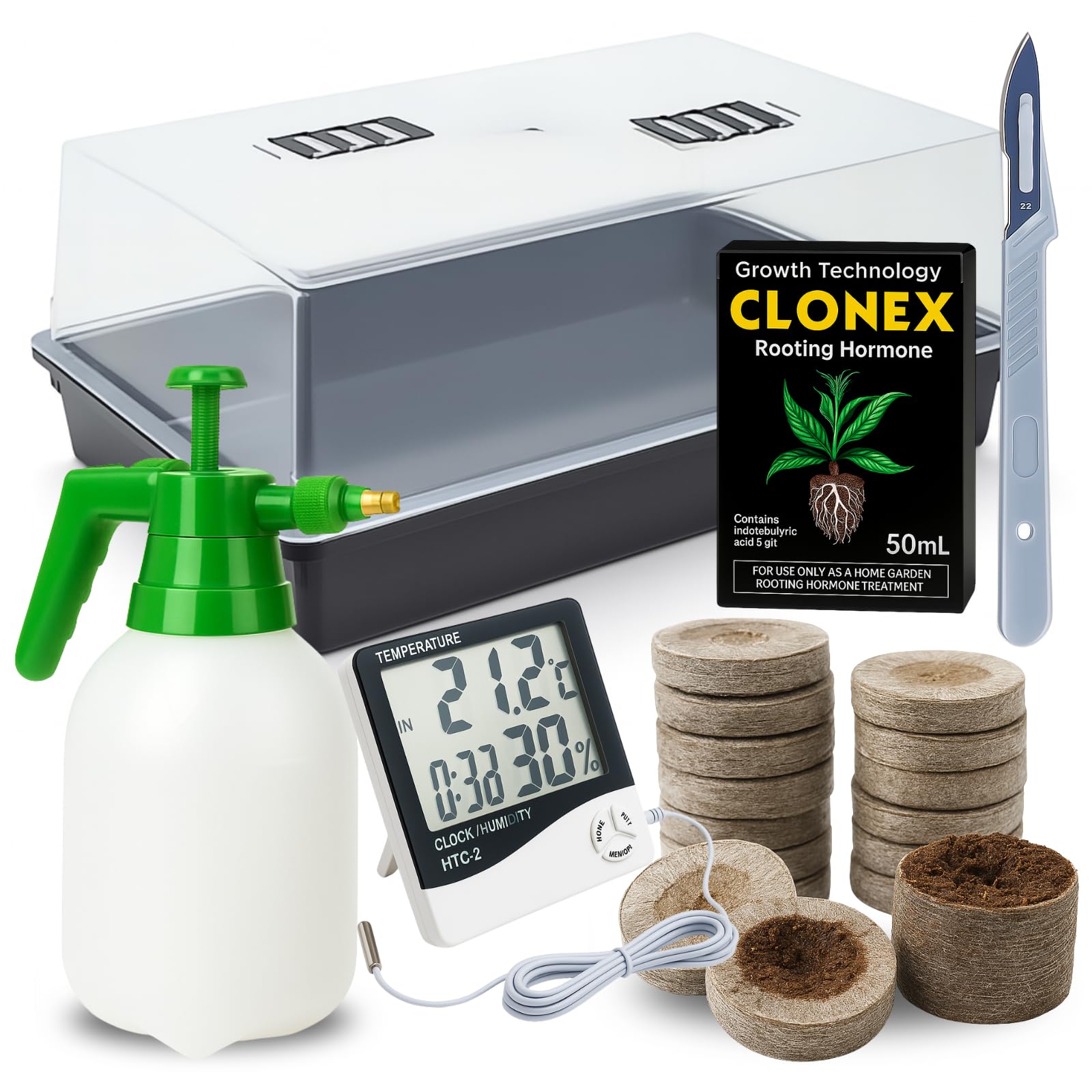 Weedness Premium Zestaw do cięcia i wzrostu - Akcesoria do mini szklarni dla pomidorów do uprawy wewnętrznej i zewnętrznej na balkonie wczesne siewki.