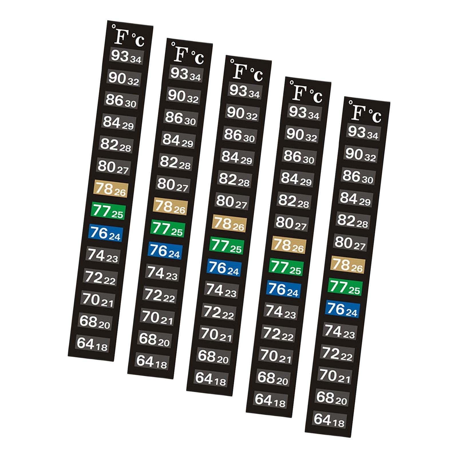 MagiDeal 5Pcs Aquarium Thermometer Sticker Fish Tank Temperature Strip Easy Read Aquarium Temp Gauge Water Temperature Sticker, Vertical