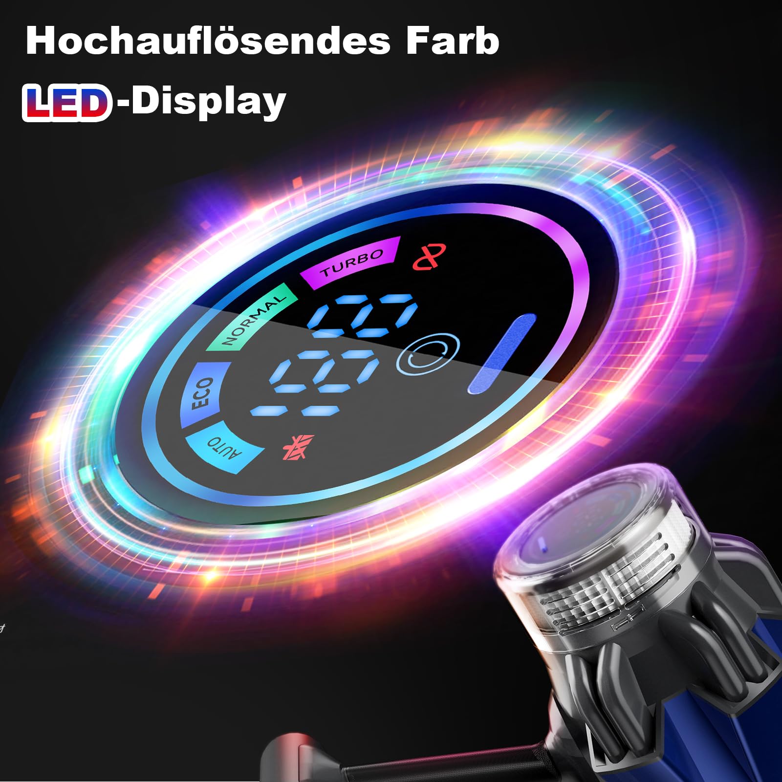 Hearten Akku Staubsauger 70000 Pa/600 W/65 Min. 4 Stufen, Schmutzsensor. 1,8 L Staubsauger Kabellos mit Schlauch, Farbdisplay, Anti-Haare-Bürste, 8-Stufen-Filter, für Tierhaare/Teppiche/Hartböden