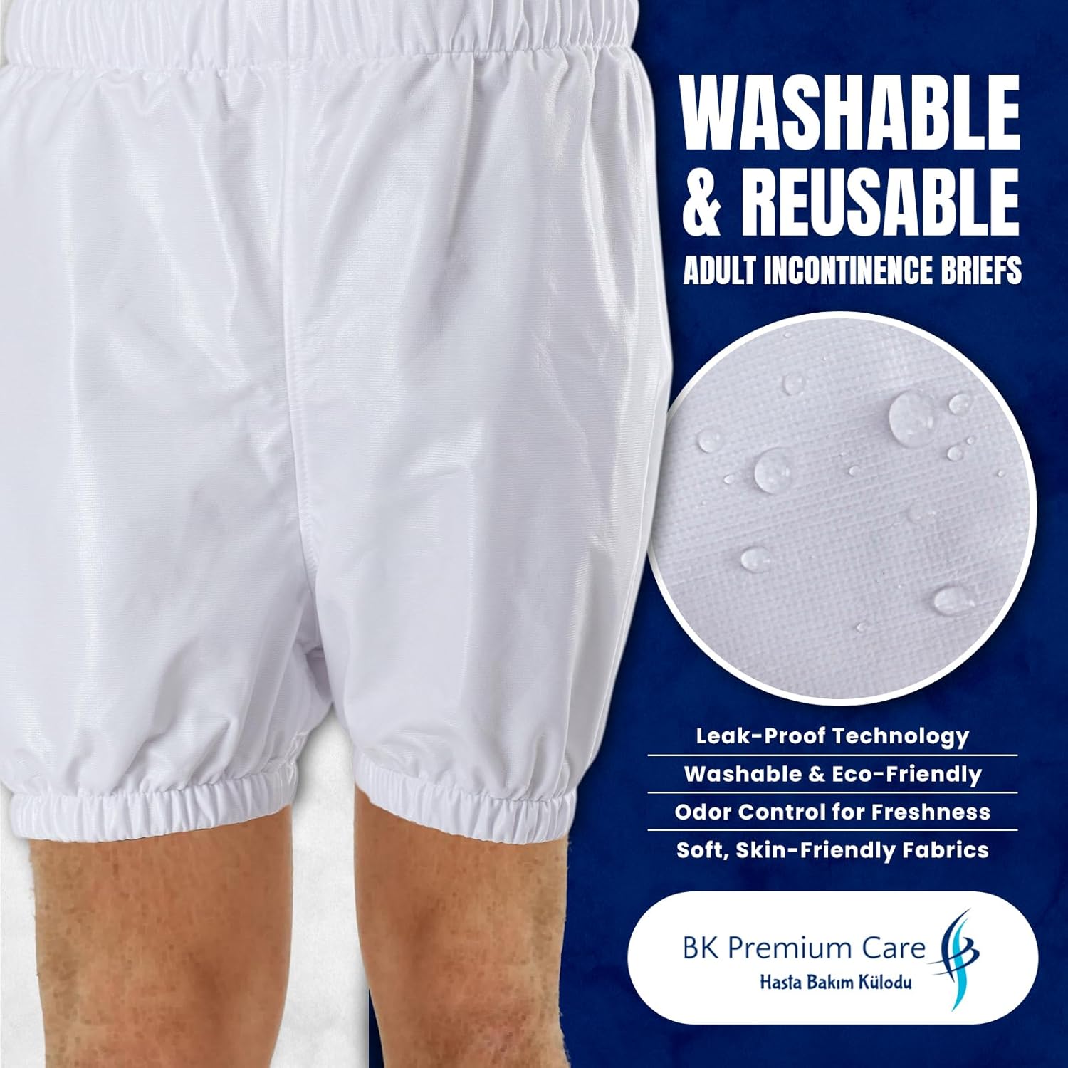 BK Premium Care Washable Adult Incontinence Briefs – Reusable Leak-Proof Underwear for Men and Women, Soft Cotton Comfort with Reliable Protection (X-Large) - Image 2