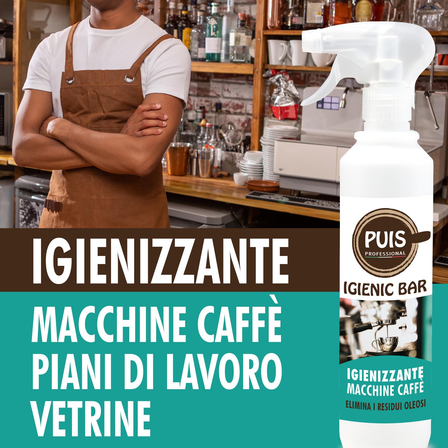 Puis Igienic Bar Igienizzante Superfici e Macchine Caffè, Azione Sgrassante - 5L