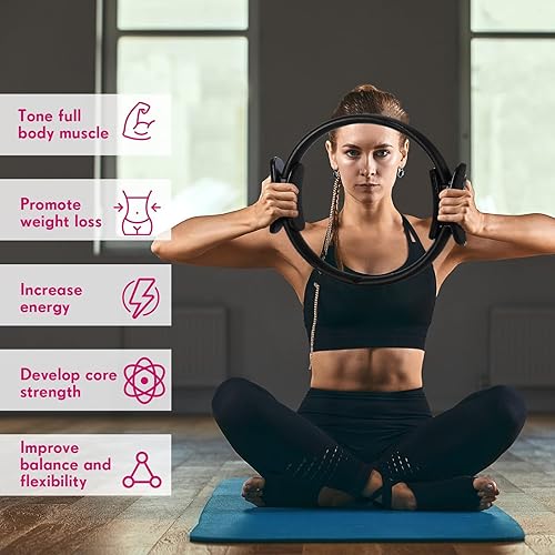 Miniatura 3 de Syhood - Anillo de pilates de 11.81 pulgadas, anillo de yoga, anillo mágico de pilates, ligero, flexible, equipo de entrenamiento para fitness,