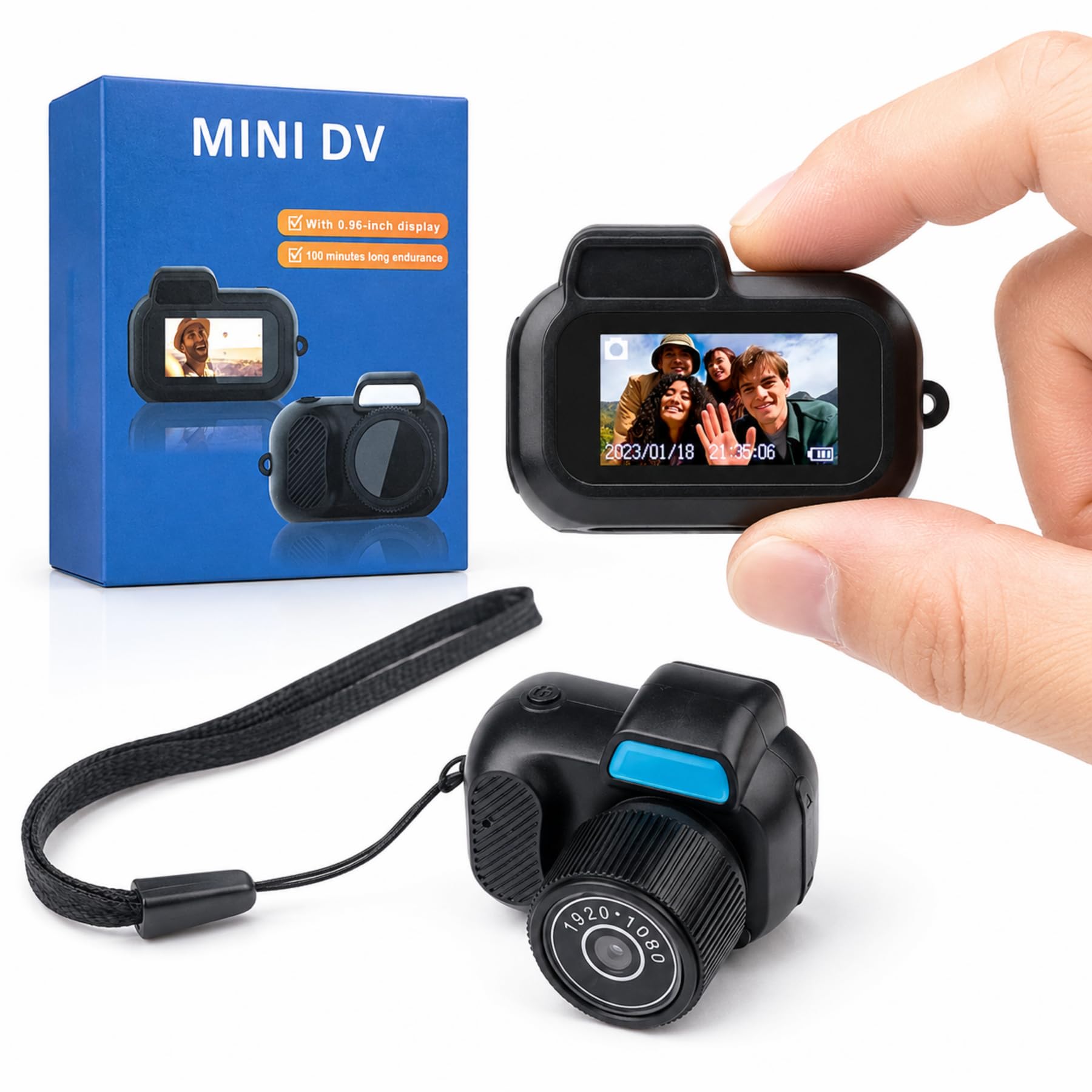 Mini Digitale Camera 2MP 1080P – Compacte Videocamera Met Kleurenscherm, Polsband & Anti-verlieshanger – Perfect Voor Tieners, Studenten & Kinderen