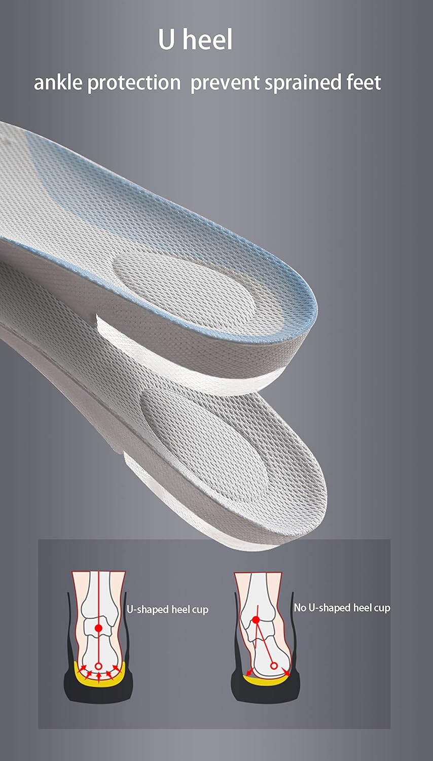 2つのダブルジェルインソールを増やし、目に見えない夏の快適さでスポーツインソールを増やし 衝撃吸収、インソールを交換してください