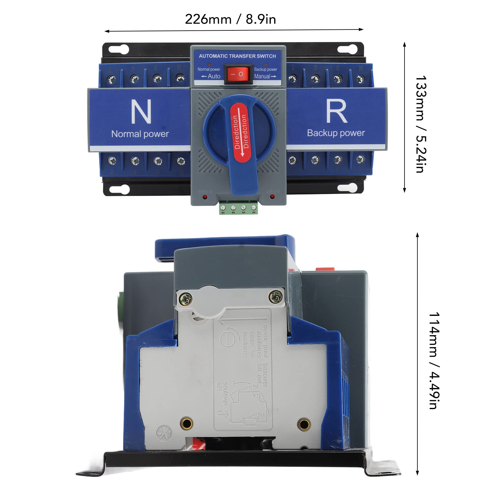 Hyuduo Automatischer Dual-Power-Transferschalter, PC-Gehäuse-Umschalter, 4P AC400V, Weniger Als 3 S Transfer, 50 60 Hz, Überlastschutz für die Industrielle Leistungssteuerung von Banken (32A)