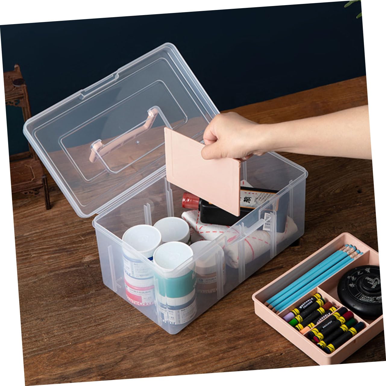 Didiseaon Mehrzweck-aufbewahrungsbox mit Fächern Tragbarer Bastelkoffer für Nähkästchen und Bastelmaterialien aus Robustem Pp-Material