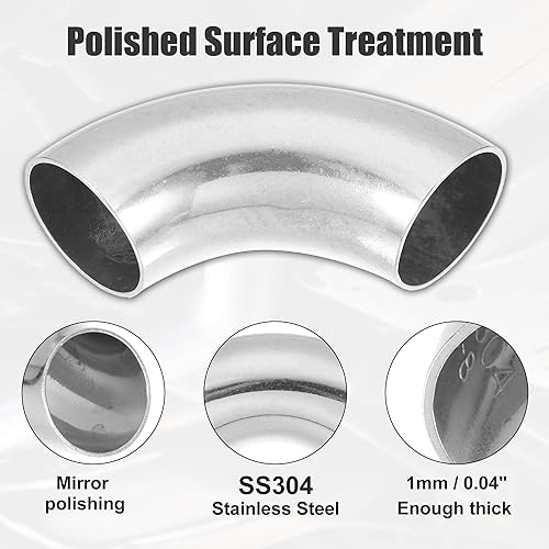 Miniatura 4 de uxcell Tubo de tubo de escape de acero inoxidable SS304 de 1.5 pulgadas de 90 grados para sistema de escape modificado para automóvil, tubo de