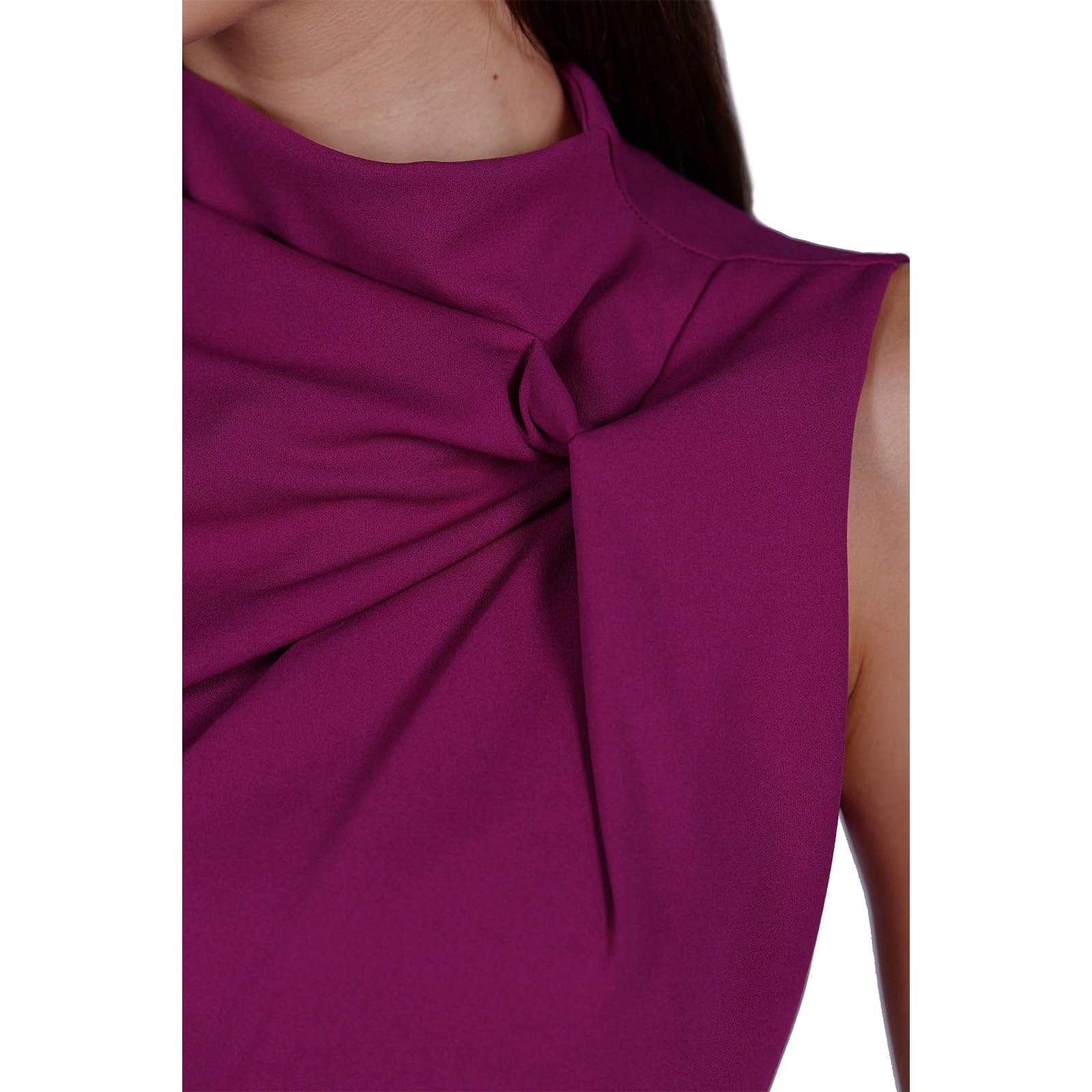 Vestido Midi para mujer elegante con nudo al cuello – perfecto para boda, fiesta, ceremonia, oficina y uso diario