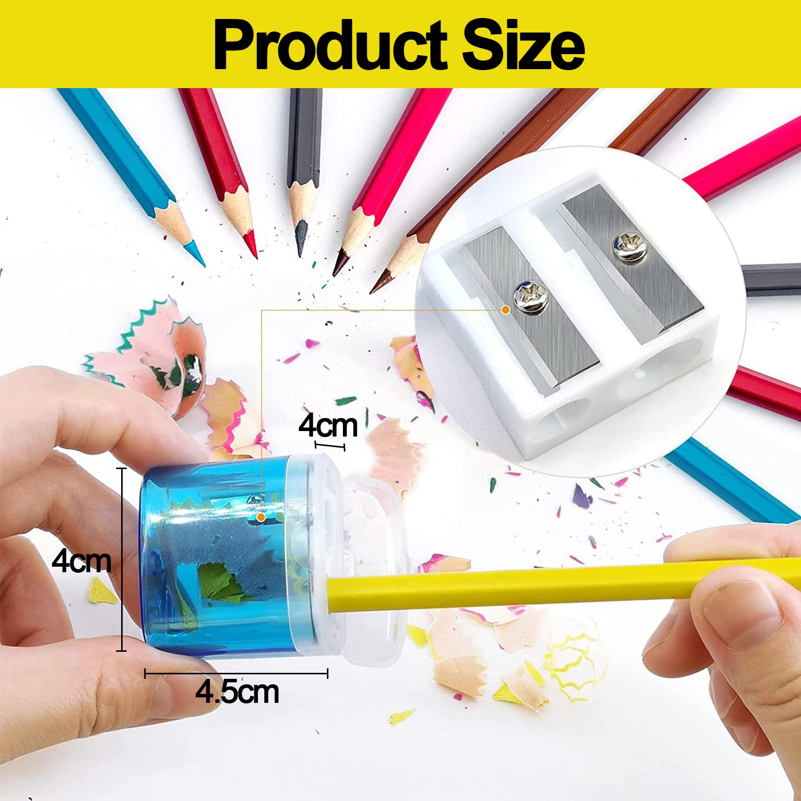 Set 4 Temperamatite Manuali A Doppio Foro - Trasparenti E Colorati Per Bambini E Ufficio - 3