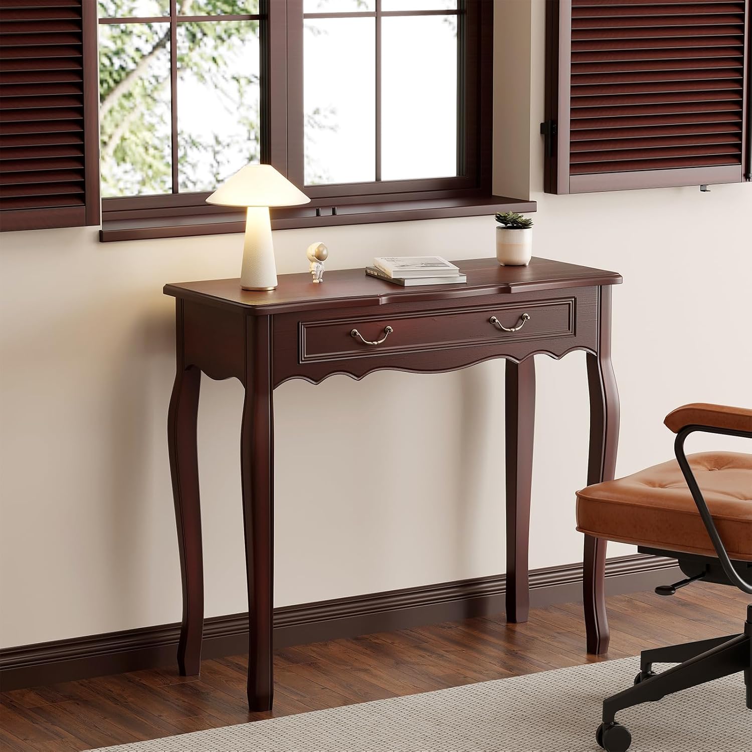 Walnut Entryway Table with 1 Drawer Console Table for Entryway Entrance Table for Hallway, Living Room, Foyer, Easy Assembly (Legs Only), 13.77D x 34.64W x 30.7H in