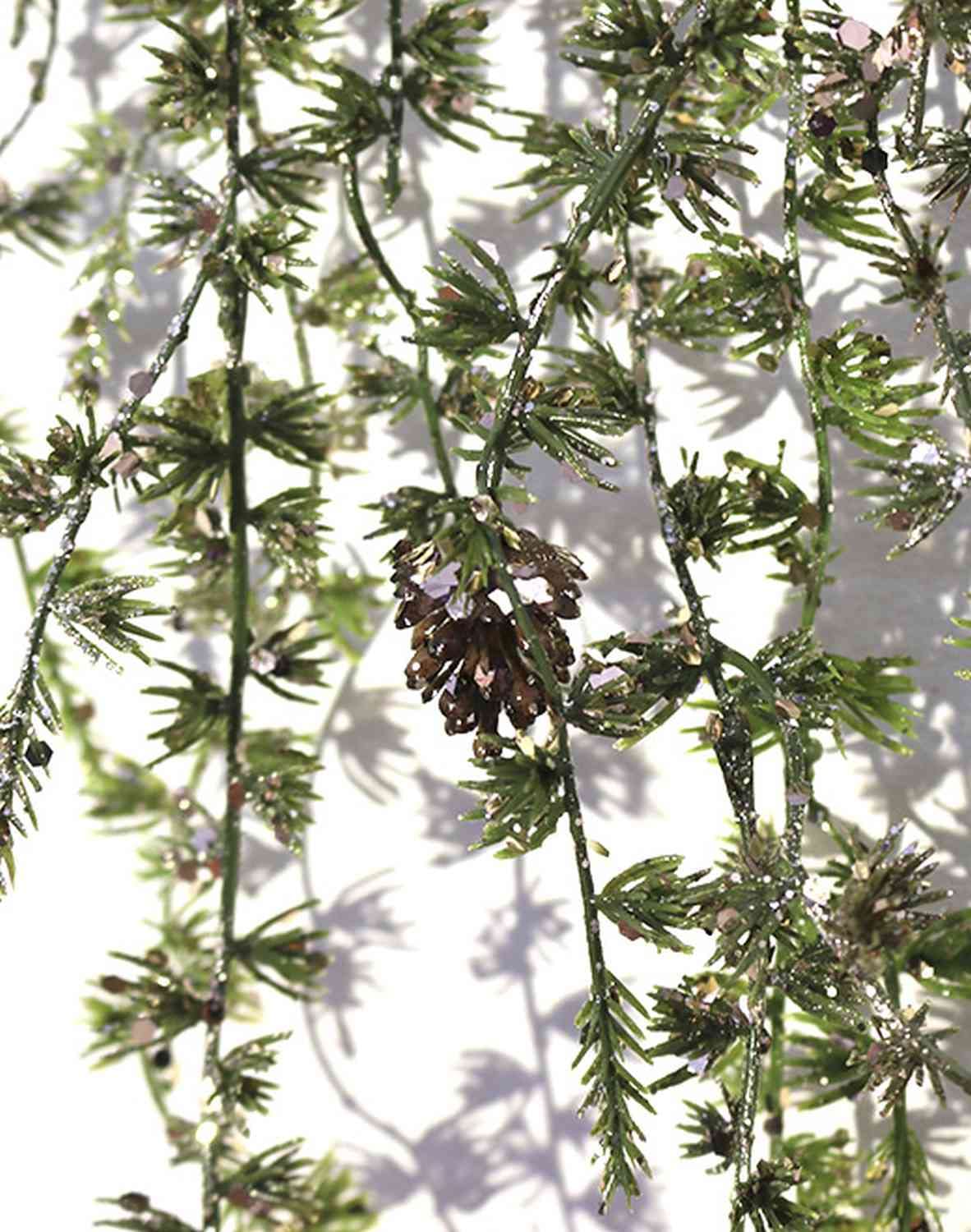 artplants.de Kunst Lärchenzweig Birta mit Zapfen, Glitzer, grün, 120cm - Kunstzweig Lärche