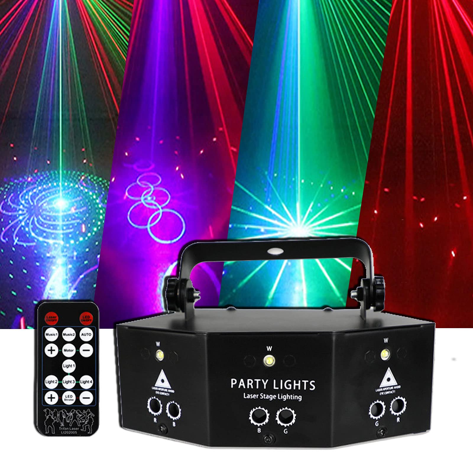 Amazon.co.jp: ディスコdjパーティーライト、9レンズRGB DMXステージ