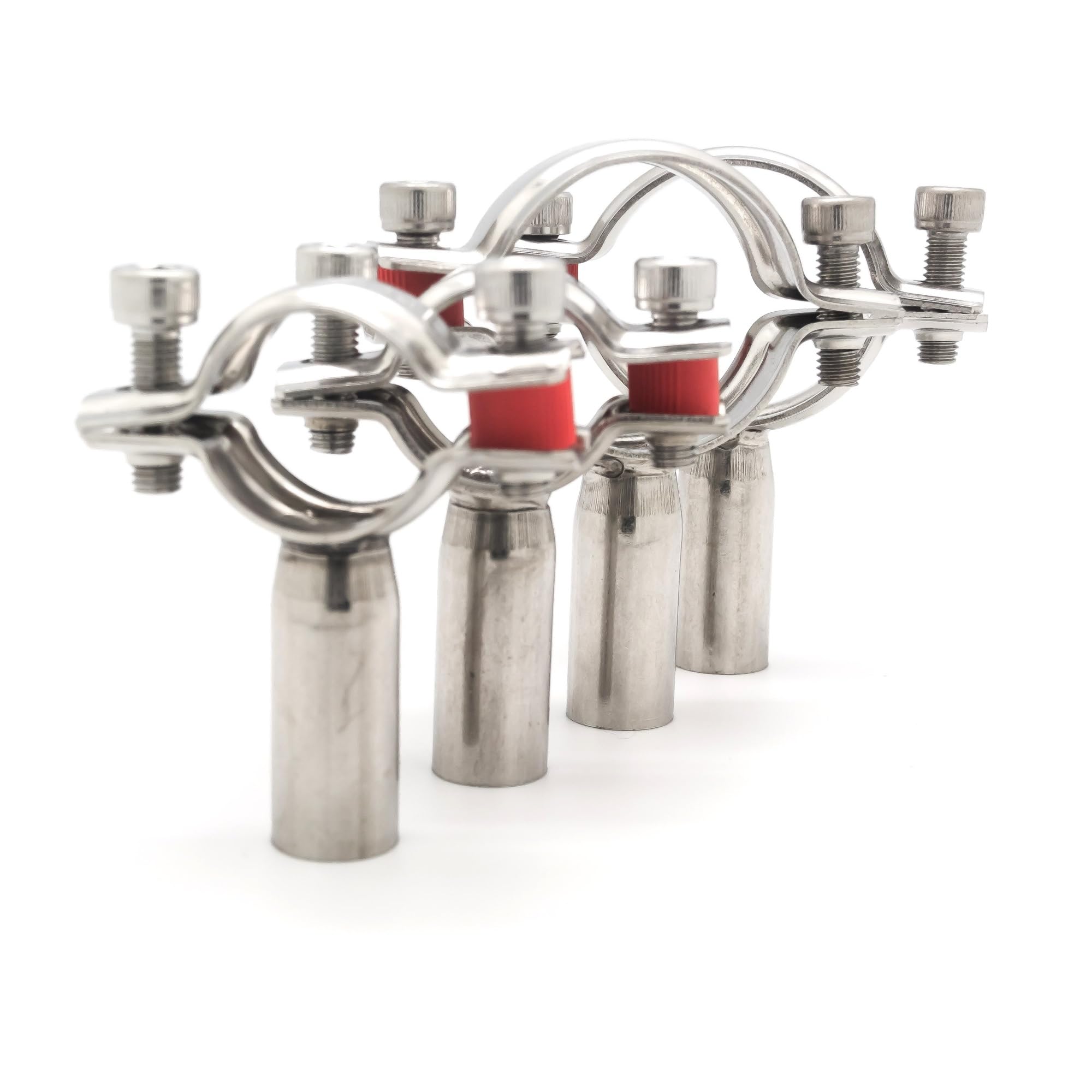 SS304 Pipe Hangers 1/2"-4" Tube Holders SS304 L=50/100mm Stainless Adjustable Pipe Bracket with Blue Insert Pipe Clamps(with Base L50MM,63-66mm)