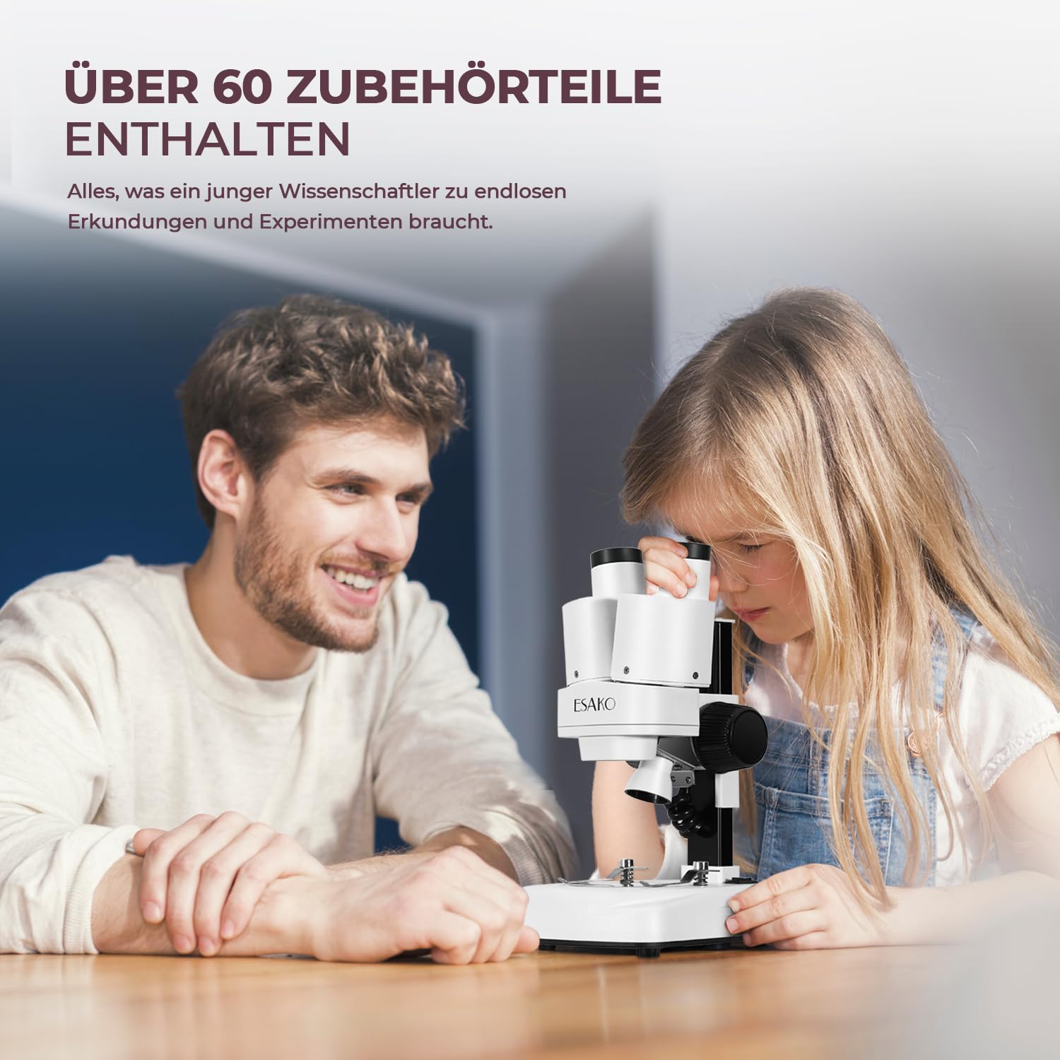Dual-LED-Kindermikroskop - Wissenschaftsset mit 10 vorbereiteten Objektträgern und 10 leeren DIY-Objektträgern, Mineral- und Insektenproben, Mikroskop-Set für Kinder