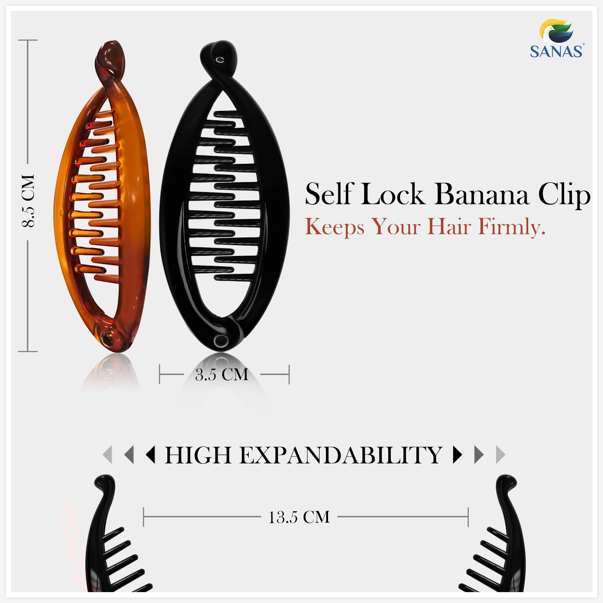 Sanas Fishtail Hair Clip 4pcs Banana Style Hair Clip Hair Accessories For Women And Girls Fishtail 4pcs small size stylish hair clips (Multicolour) - Image 2 thumbnail