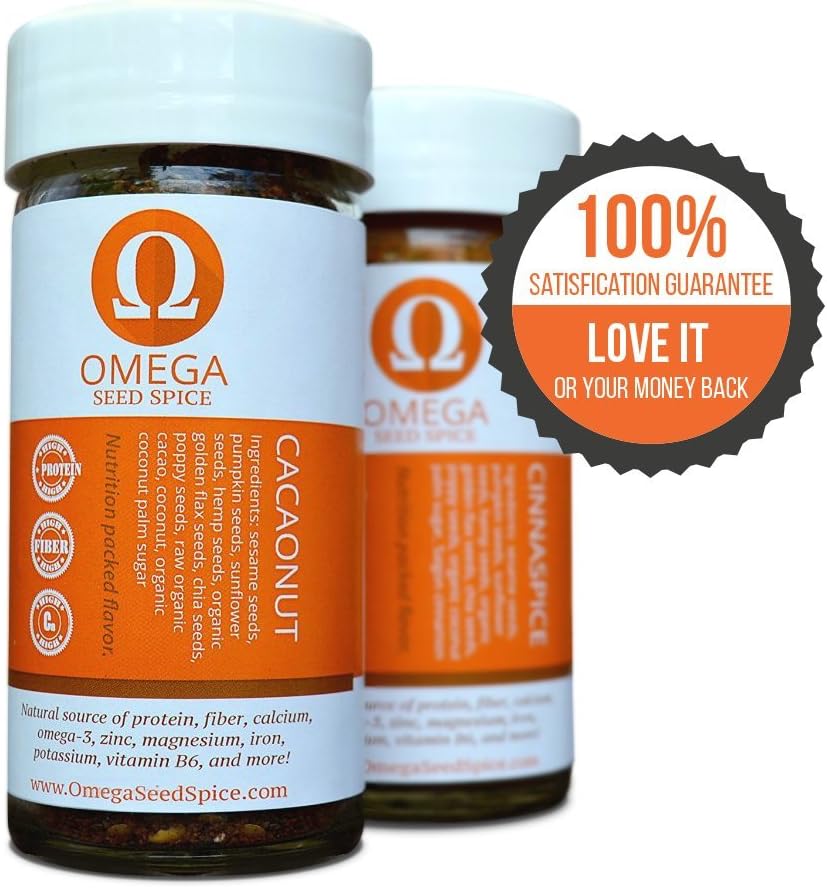2 Pack - Omega Seed Spice™ Seed-based Superfood Sweet Seasoning - Set of Cacao & Cinnamon - - Nutrition-packed Flavor - High In Protein, Fiber, Essential Vitamins, Minerals & Amino Acids