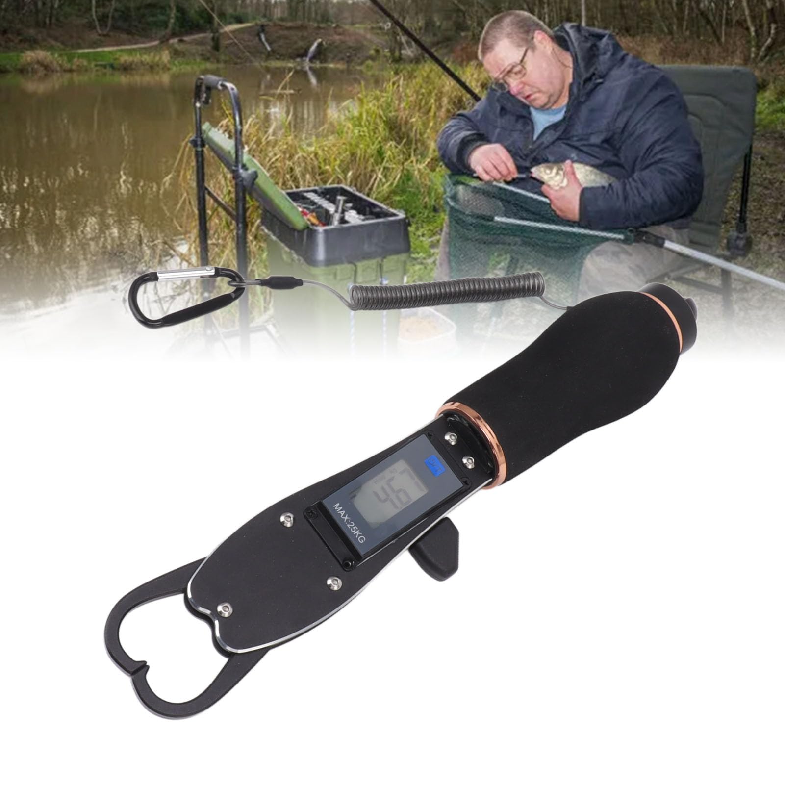 Pinza de Pescado, Profesional Portátil Multifuncional con Báscula Digital de hasta 55 Lb 25 Kg Capacidad Carga Agarrador Labios Pescado para Hombres Equipo Pesca