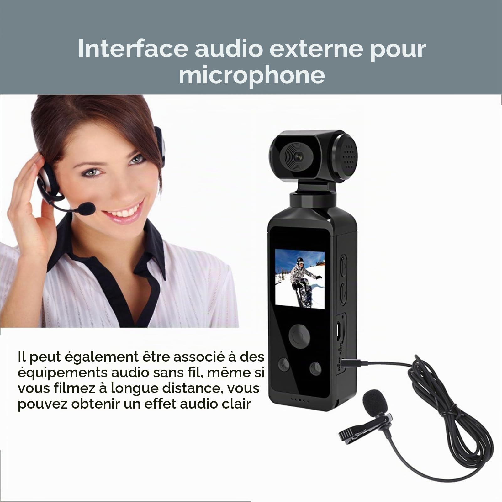 Yunir Caméra d'action de Poche, Caméra Portative Rotative à 270 ° 4K 16MP HD avec écran de 1,3 Pouces, Anti-secousses, Boîtier étanche, Support à Clip, pour la Prise de Vue en Plongée