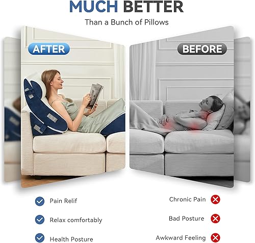 Miniatura 7 de BDEUS Juego de 4 almohadas ortopédicas de cuña para dormir, espuma viscoelástica para dormir, cuña de almohada triangular transpirable, espuma