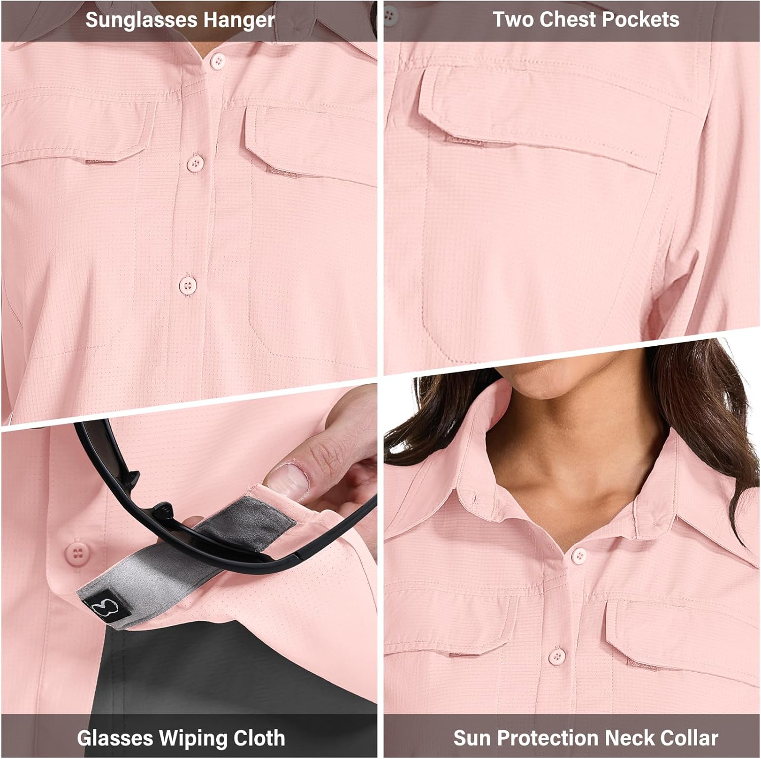 Womens Sun Protection Safari Shirts UPF 50+ UV Long Sleeve Outdoor Cool Quick Dry Fishing Hiking Shirts - Image 4