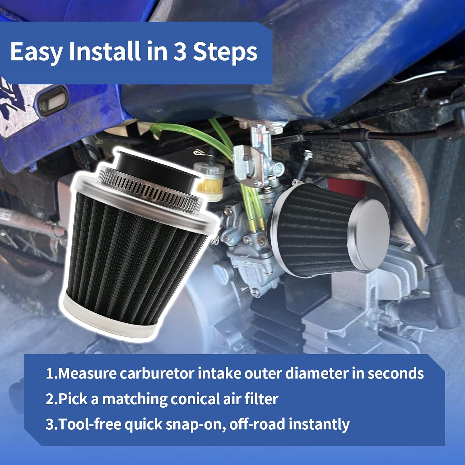 Universal 35mm Air Filter for 50cc 70cc 90cc 110cc 125cc 150cc 200cc Motorcycle Dirt Bike ATV Scooter Mini Bike Air Filter