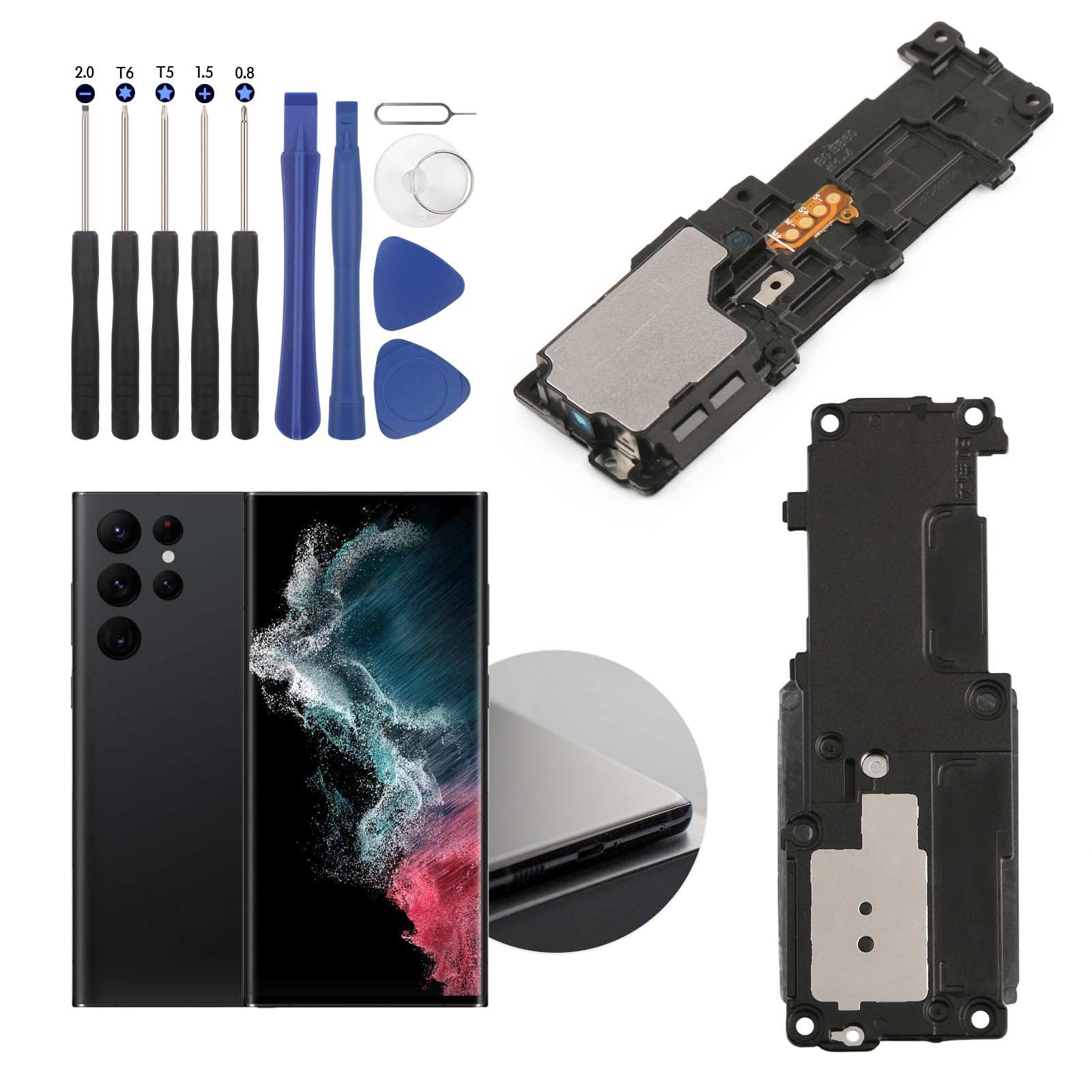 Loud Speaker Replacement Compatible with Samsung Galaxy S22 Ultra 5G Ringer Speaker Buzzer Assembly Replacement with Repair Tools