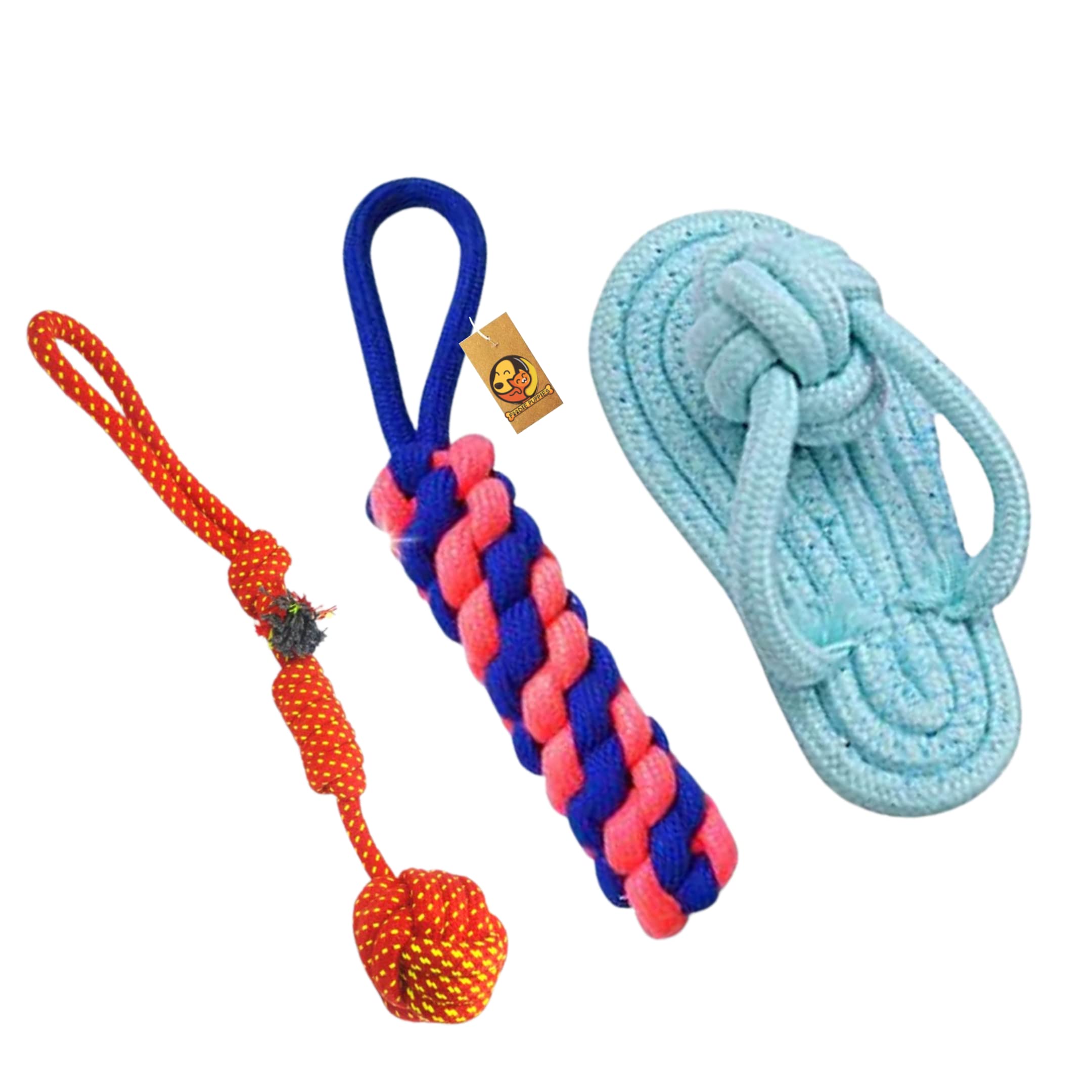 Foodie Puppies Dog Chew Cotton Rope Toys 3in1 Combo for Small Dogs & Puppies (Slipper + CornStick + Half-Round Rope) Knotted Cotton Chew Dog Toy for Playing, Teeth Cleaning & Training (Color May Vary) (B09Z9DK846) Amazon Price History, Amazon Price Tracker