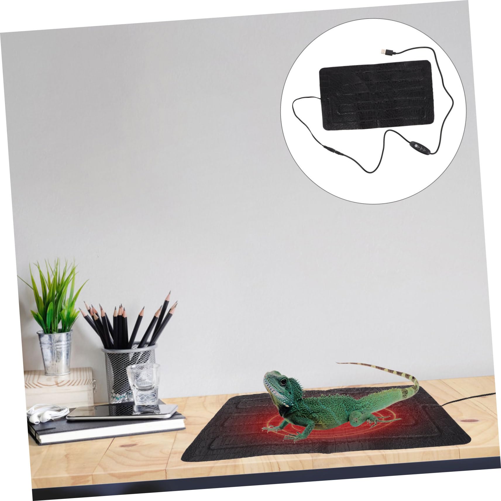 Toddmomy Tappetino Riscaldante Elettrico per Rettili, AntiGraffio Nero | Cuoio, Uso Outdoor e Box per Rettili, Adatto a Animali Piccoli, 1 Pezzo