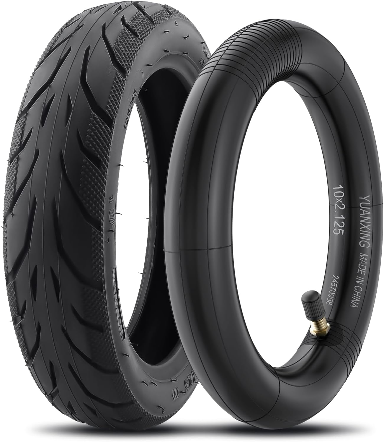 1 pcs Semilar SYACHI 10x2.125 Tire with Inner Tube, Heavy Duty Replacement for Electric Scooter 10 inch Tires, Enhanced Grip and Reinforced Construction for Segway Ninebot F20, F25, F30, F40, F Series.