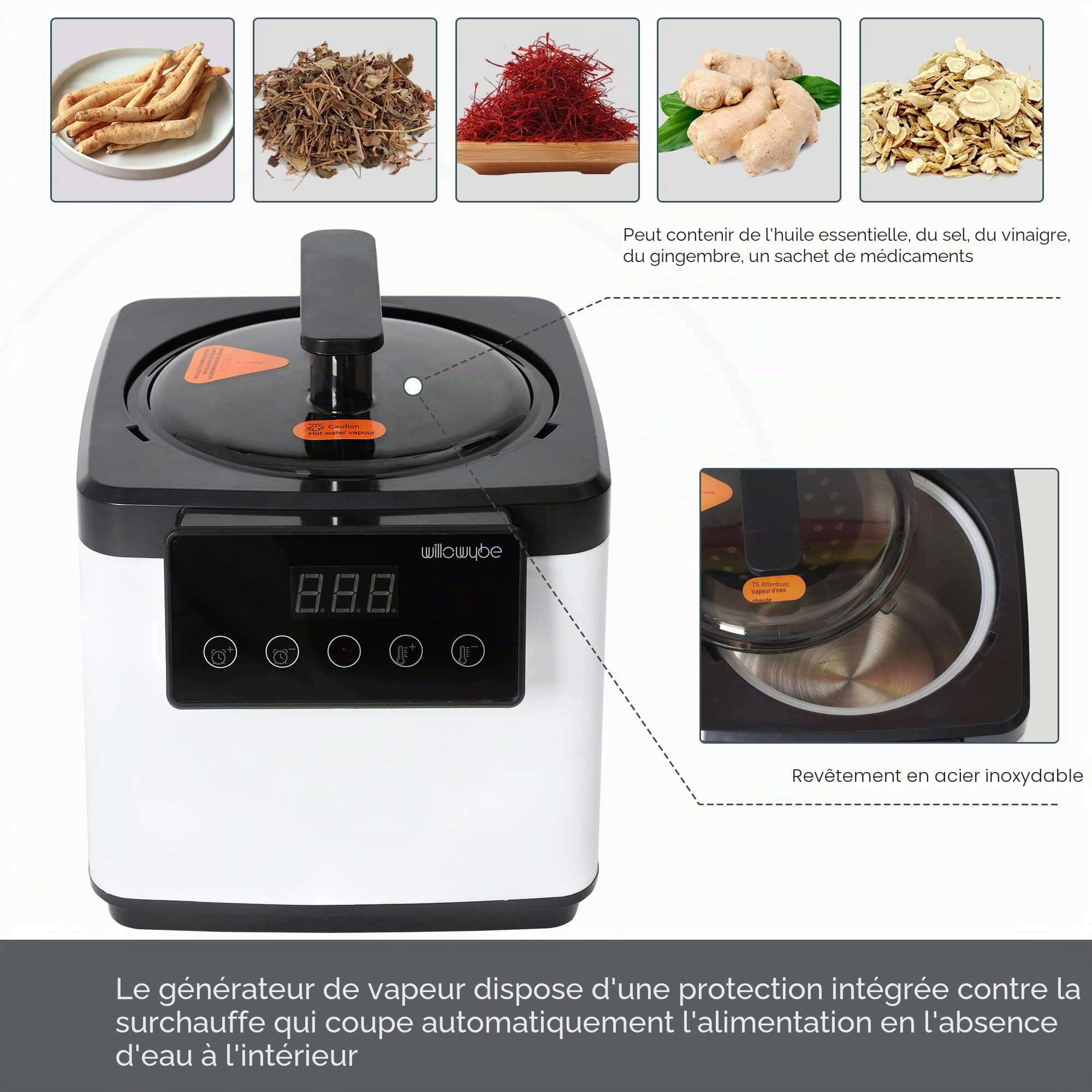 WillowyBe Sauna Portable à Vapeur, Chambre Spa Personnelle à Domicile avec Bluetooth, Générateur de Vapeur, Tente de Sudation, Chaise de Sauna Pliable, Sauna Personnel pour Maison (Noir)