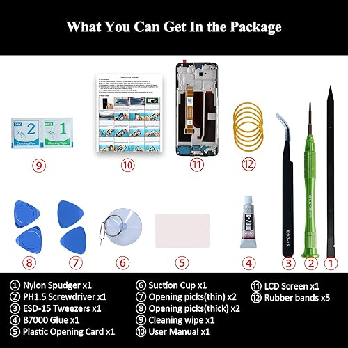 Miniatura 4 de Nord N200 - Kit de repuesto de pantalla LCD 5G con marco compatible para OnePlus Nord N200 5G DE2117 DE2118 con manual de usuario y herramientas de