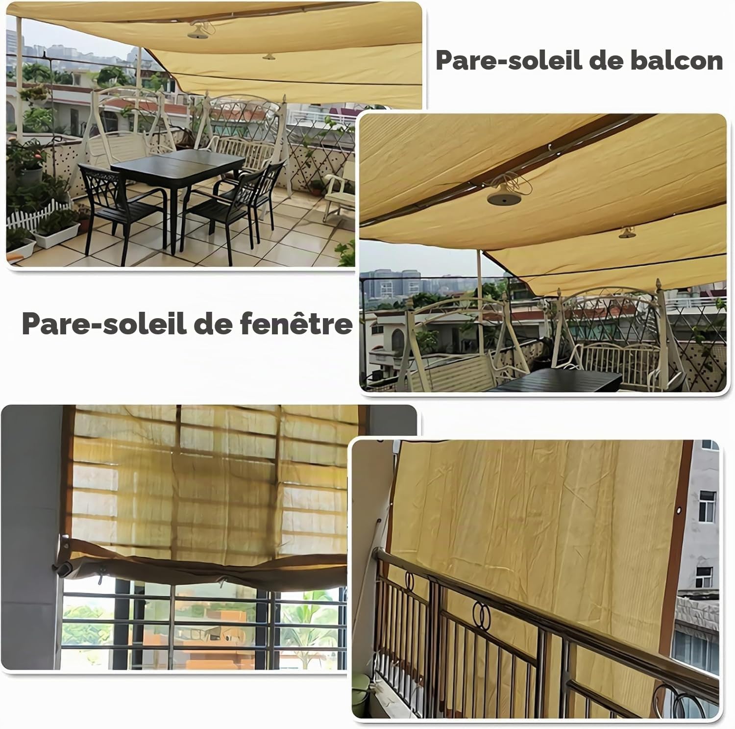 Voile Ombrage,HDPE Toile D'ombrage Pergola Serres Filet D'ombrage,Protection Rayons 80-95% UV Filet D'ombrage,pour La Couverture VéGéTale/Jardin/Voitures/Terrasse/Camping,Beige,4x4m