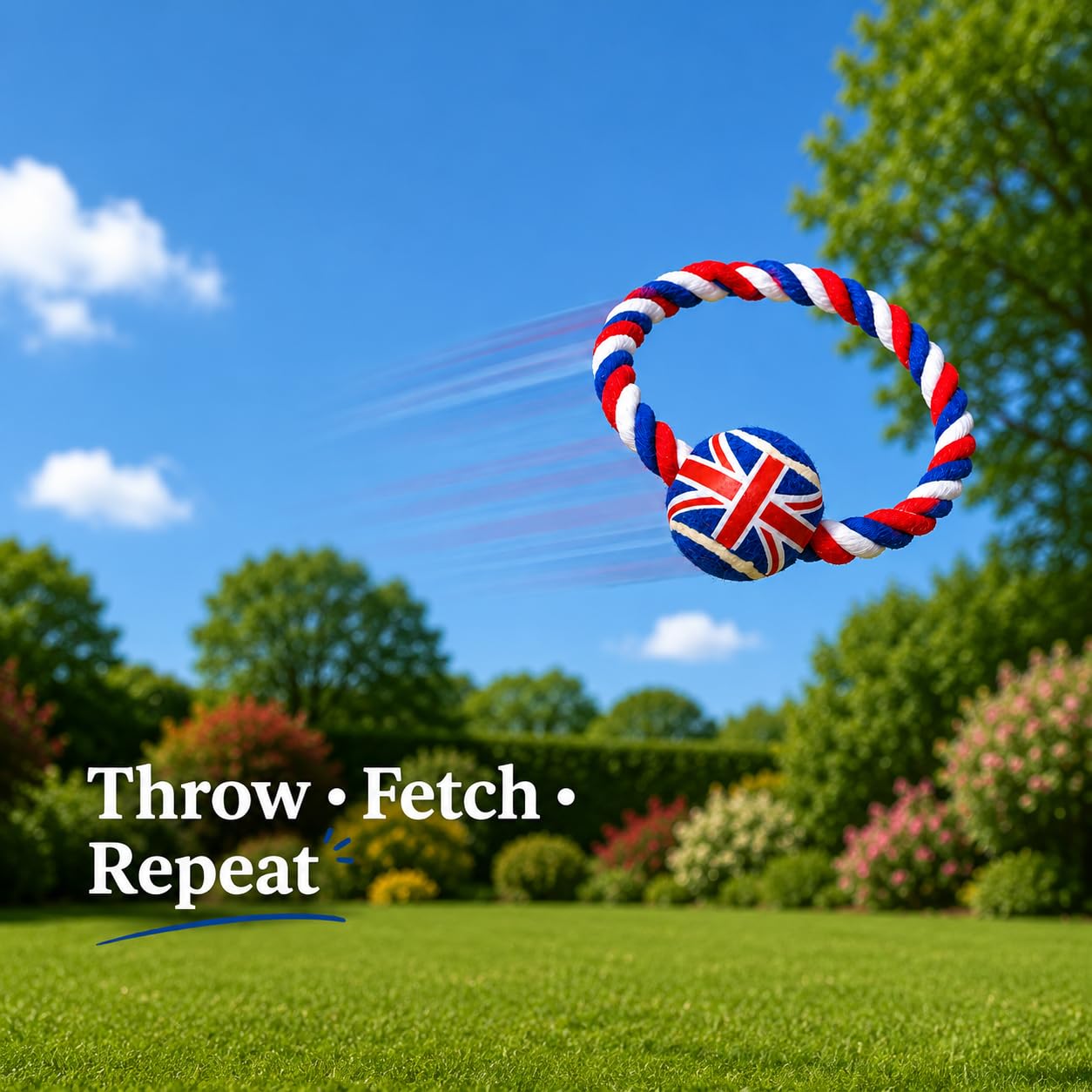 Pet London British Union Jack Lina pierścień i piłka tenisowa zabawka dla psa - angielskie kolory UK dla psów