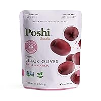 Vista 9 de Poshi Olives + Veggies Variedad de aceitunas enteras sin hueso de 4 sabores Poshi 4 sabores Vegano, Kosher, sin gluten + Snacks saludables