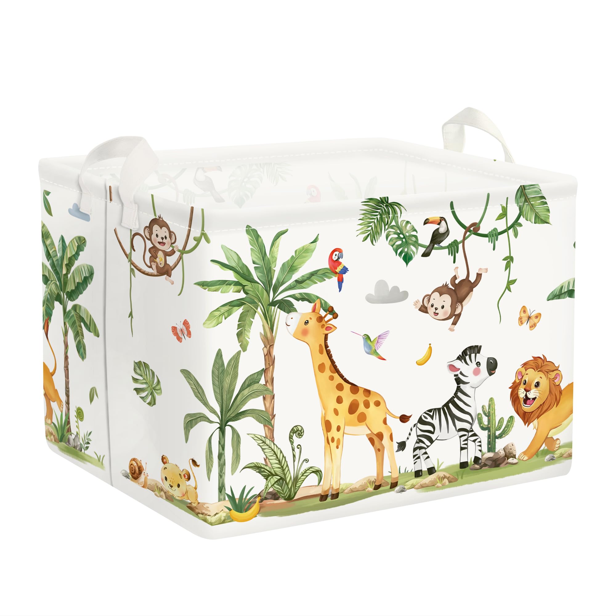 Clastyle Cestos Almacenaje Infantil Animal Tropical Cesta Ropa Sucia Plegable para Habitación Bebé Dormitorio Cajas de Almacenaje Juguetes para Chico Chica, Jirafa Cebra, 40x30x30 cm