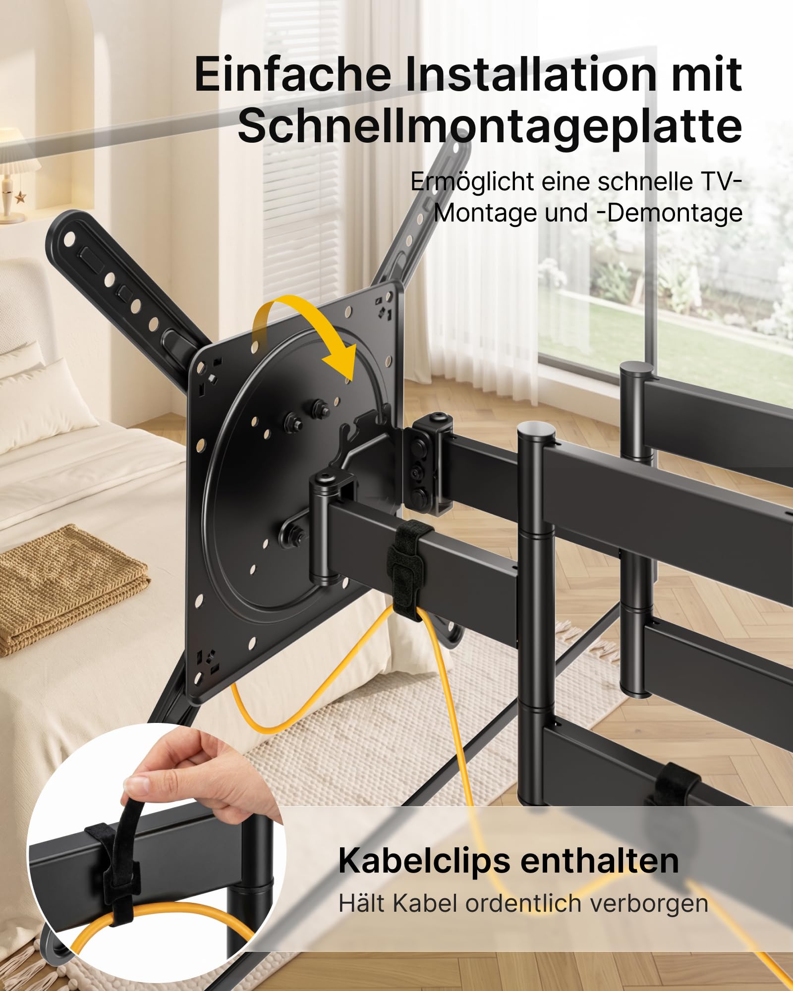 monTEK Ultra Slim TV Wandhalterung 23-75 Zoll bis 45kg, Max VESA 400x400mm | 1.5" Dünne, Ausziehbar, Schwenkbar, Neigbar TV Halterung für Flach & Curved Fernseher, 3-Fache Tragkraft, Einfache Montage
