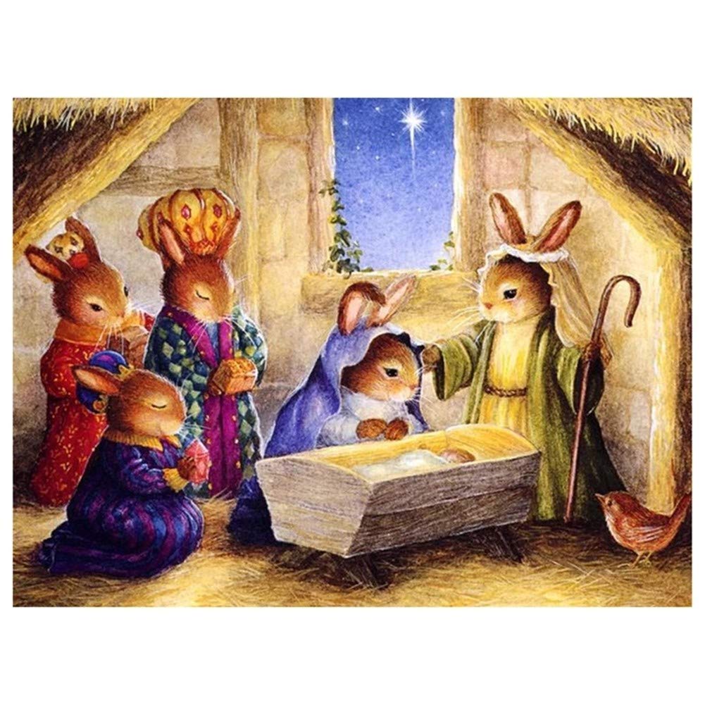 Broderie diamant lapin 5D grand format anti-stress pour activité manuelle