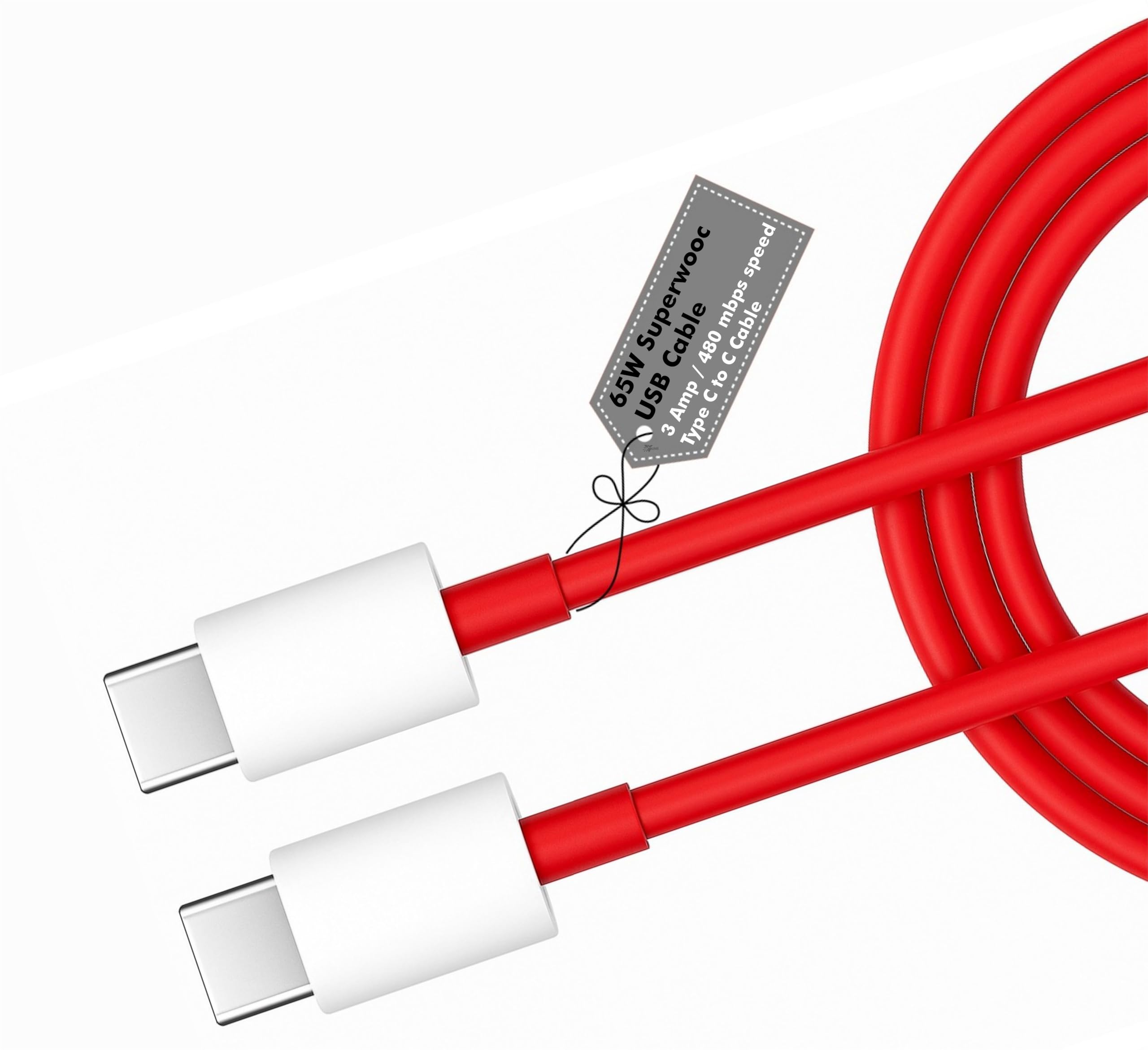 AINE High-Speed 65W Type-C To C Cable – Fast Charging & Data Sync Cord Compatible with OnePlus 12 11 10 9 Pro Nord CE 2T 3 4 & More USB-C Devices– Original High-Speed Charging