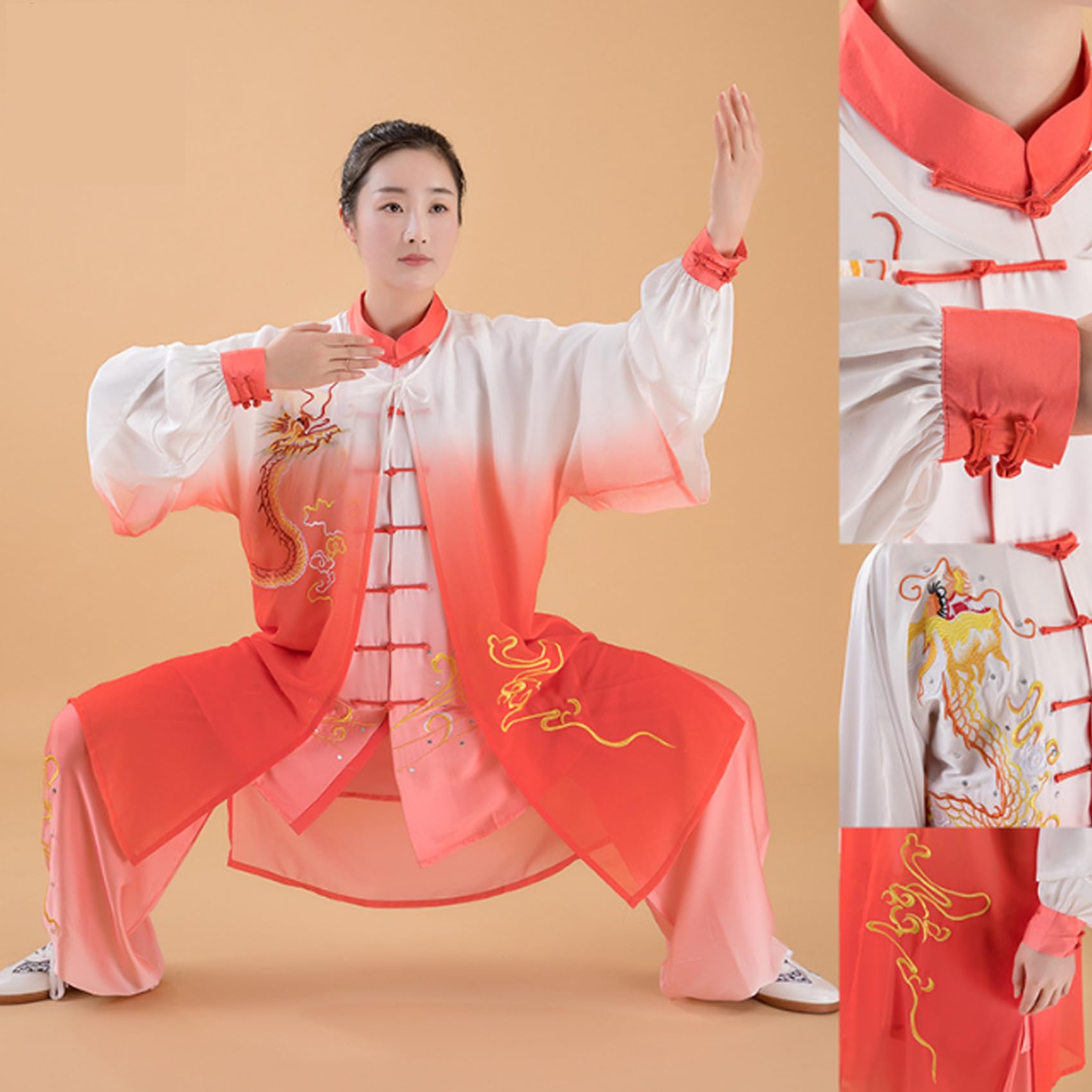 Frauen Seide Satin Chinesisch Tai Chi Anzug Weibliche Kung Fu Wushu Martial Arts Uniform Wing Chun Pant Elegant Gradient Taiji Clothes