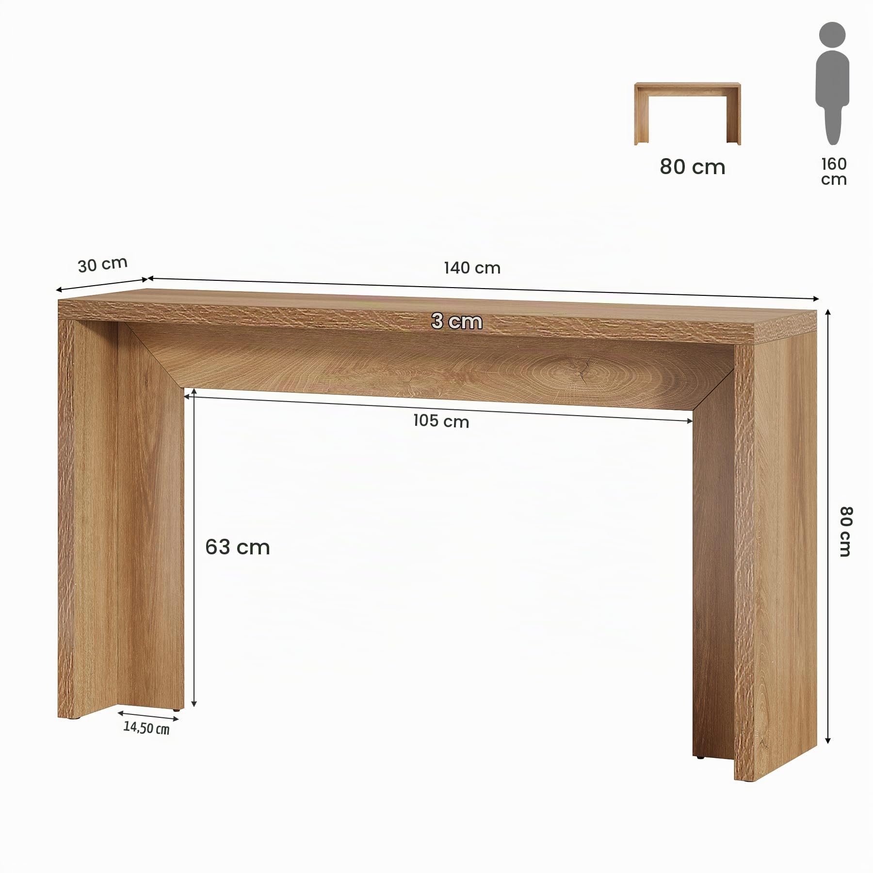 Tribesigns 140cm Farmhouse-Konsolentisch mit Stauraum, rustikaler brauner Sofatisch aus Holz für Eingangsbereich, Foyer, Flur, Wohnzimmer (Helles Eichenbraun)