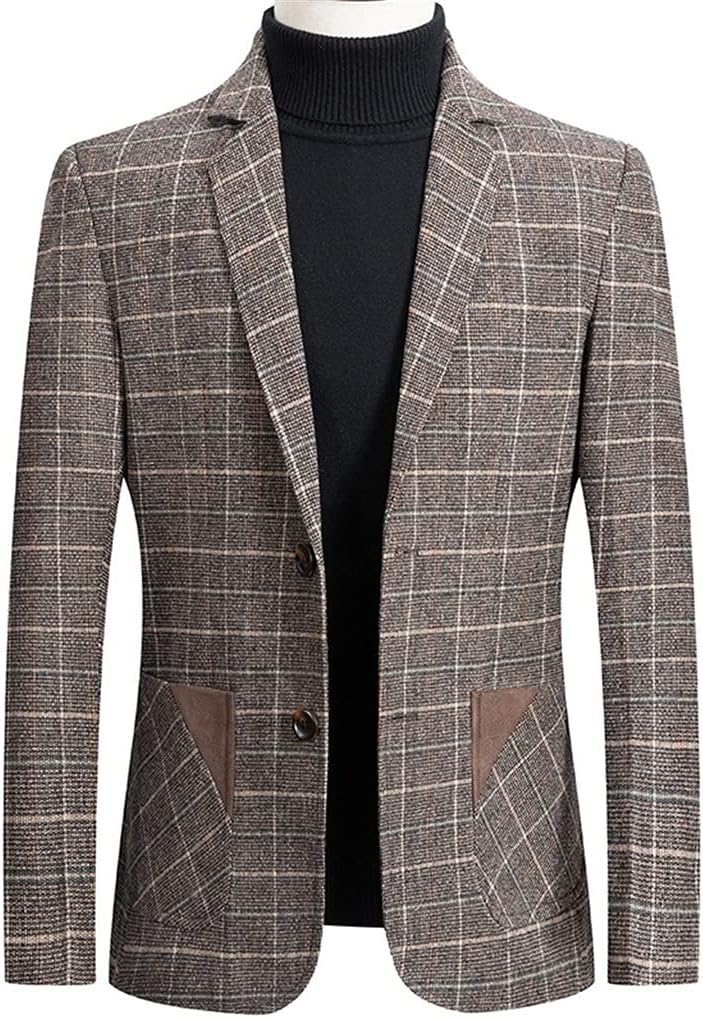 Jacket for Men's Blazers Male British Plaid Slim Business Casual Men Clothing Outwear Suit Jacket(M Code)
