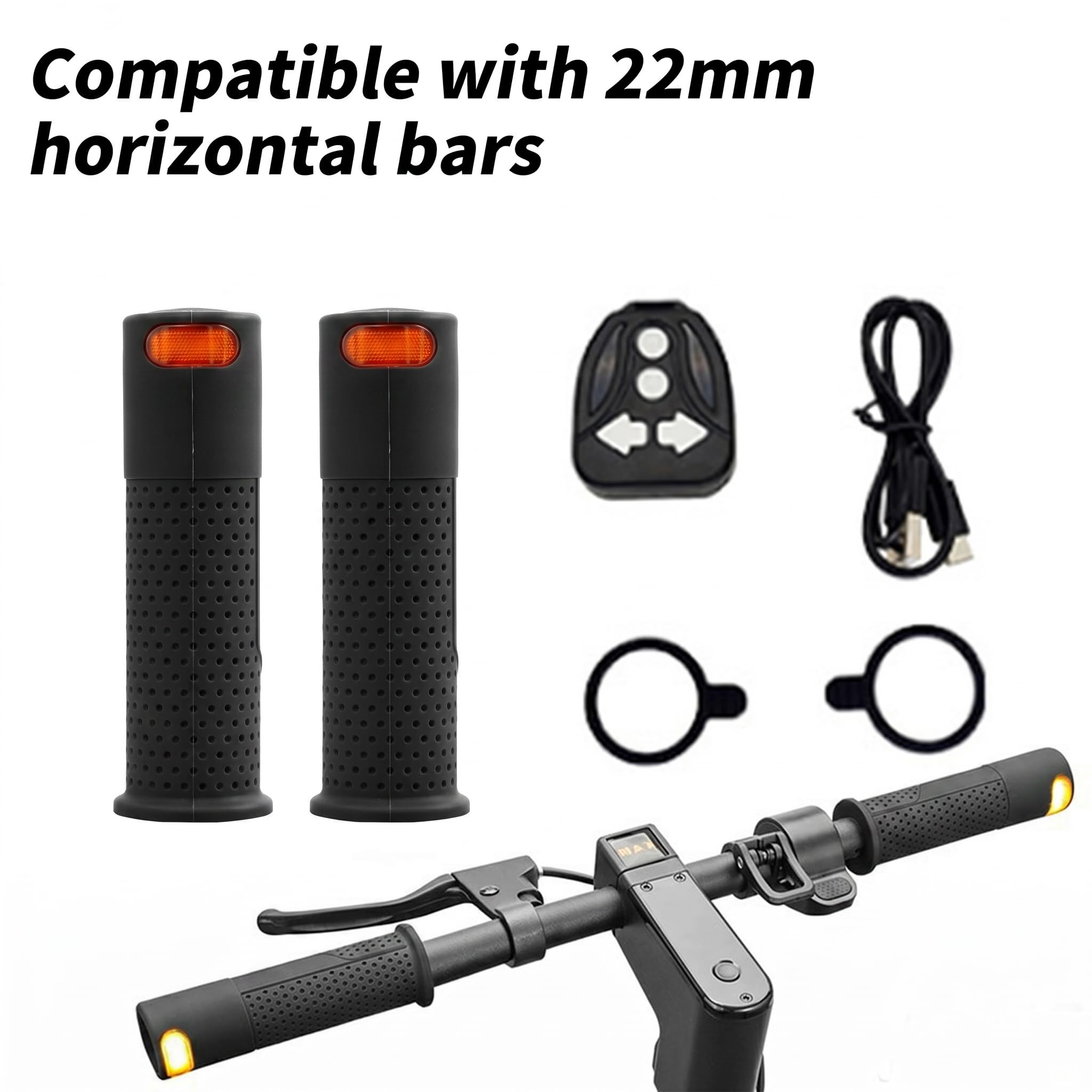 Uchwyty na kierownicę do skutera elektrycznego z kierunkowskazami, do Xiaomi M365 Pro 1S Pro 2 Mi3 do Ninebot Max ES1 ES2 ES4 G30, 135 mm, silikonowe uchwyty ABS, akcesoria do bezpiecznej jazdy nocą