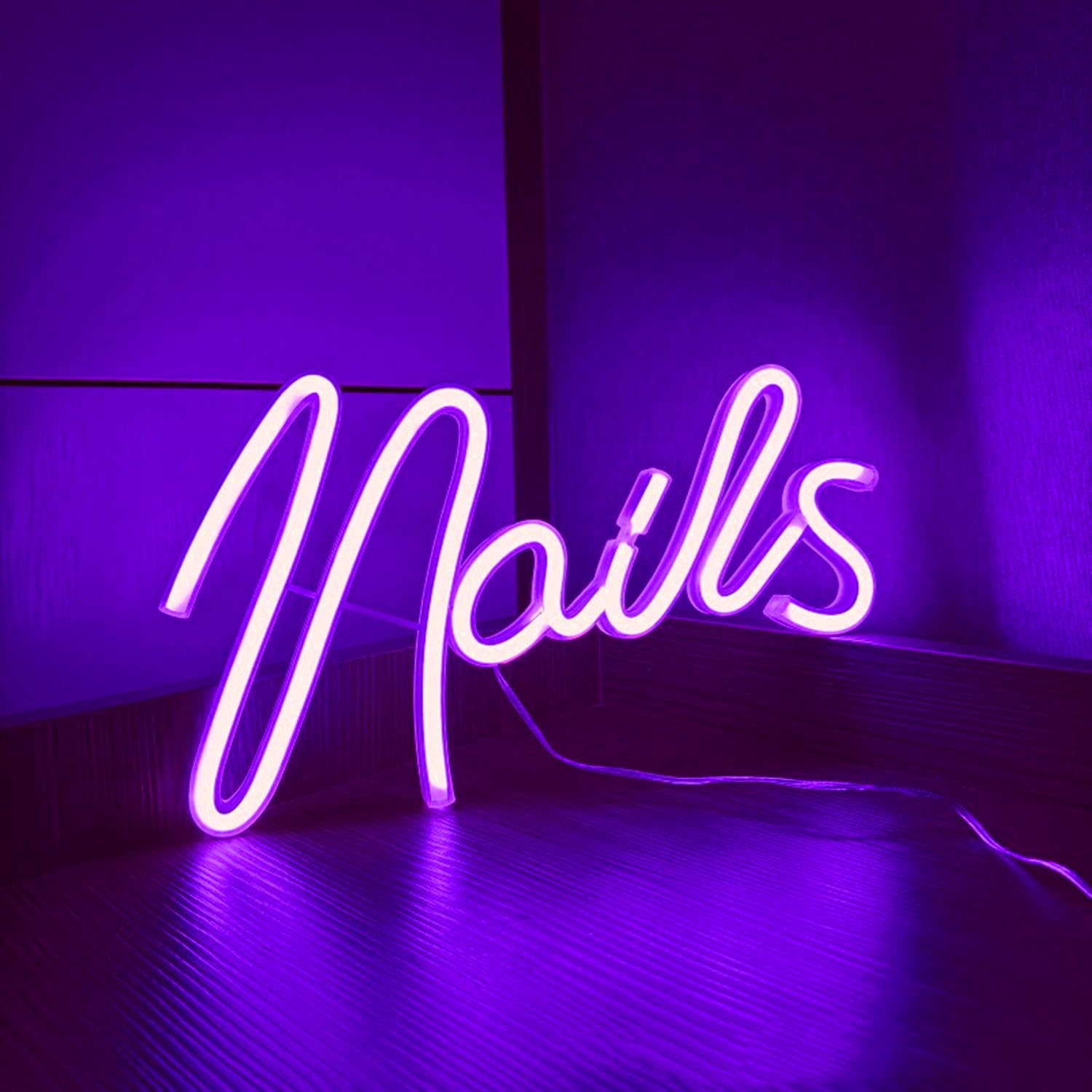 Nails Neon Signs for Wall Decor, USB or Battery Operated Neon Light for Cosmetic Salon Spa Beauty Room Bedroom Bar, Gift for Nail Tech Girls Birthday Christmas, 11.4×6.37 Inch